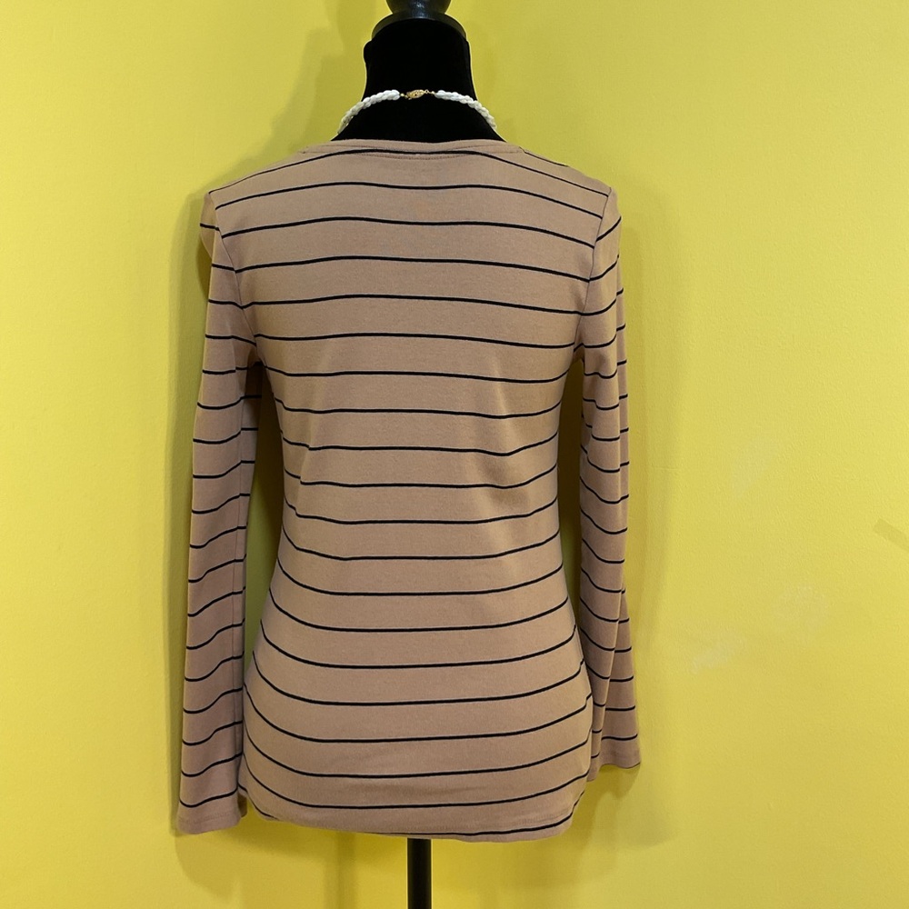 New Directions Weekend Striped Long-Sleeved Crew Neck T-shirt Size Small - Picture 2 of 5